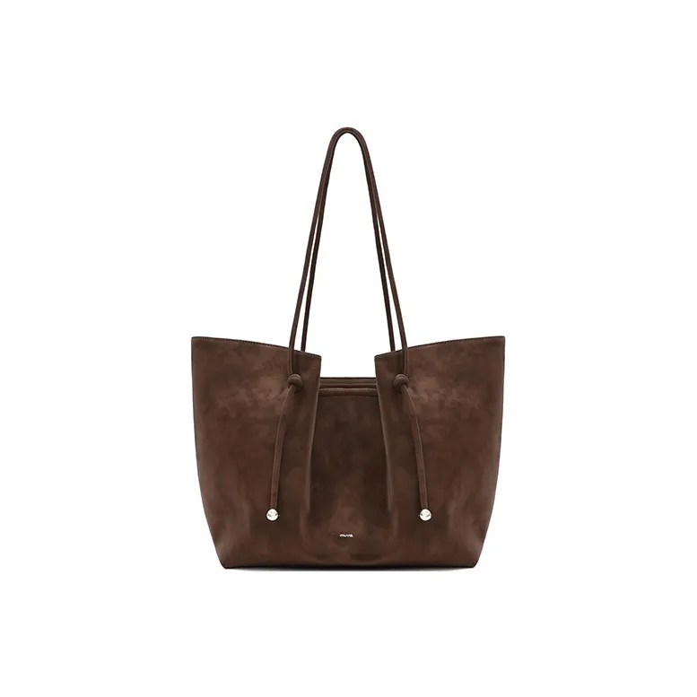 MUVA Polyester Tote Bag Shoulder Bag Large Size Women's Latte Brown/Cherry Red/Twilight Black