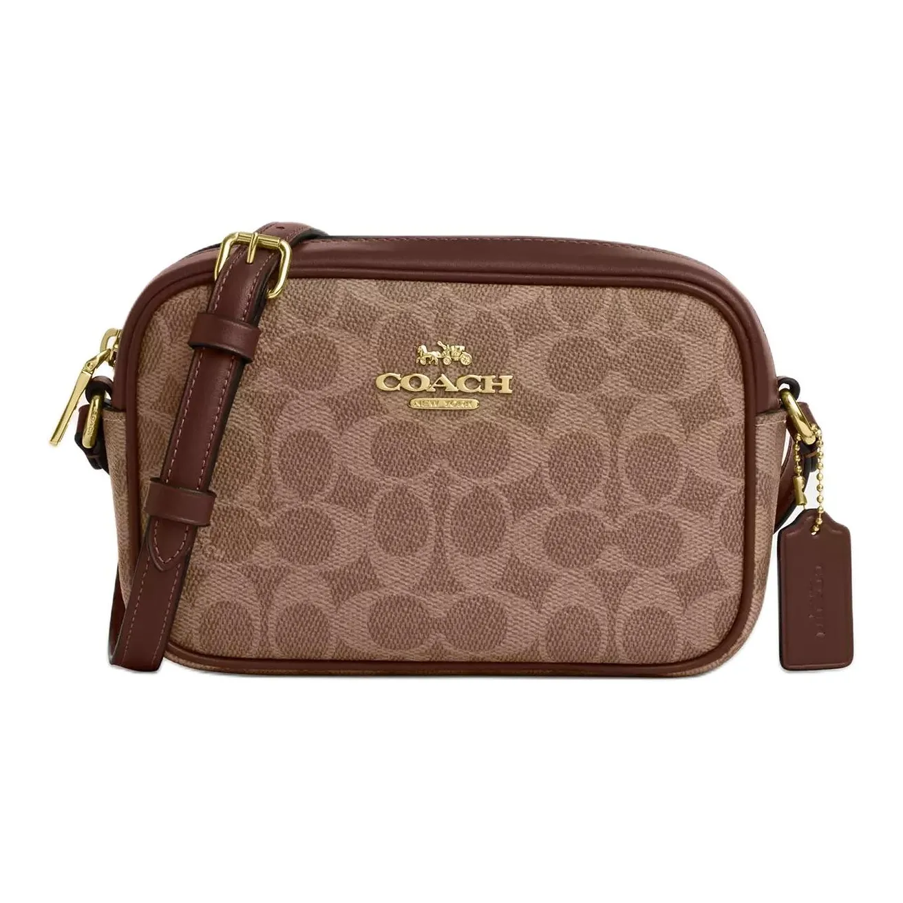 COACH Jamie Покрытый холст Camera Сумка Сумка через плечо Сумка на плечо Мини Женская Коричневый Коричневый