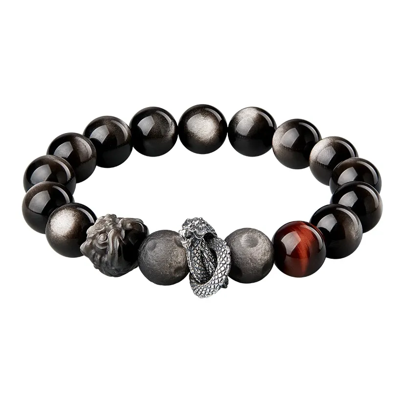 SGE Obsidian Beaded Bracelet Men's