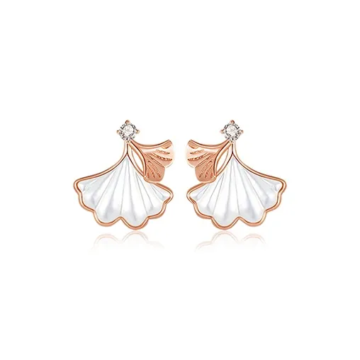 GLOIRE 18K Gold Stud Earrings Women's Rose Gold