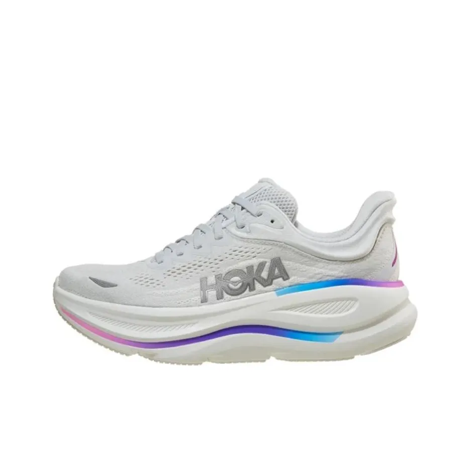 HOKA ONE ONE Амортизация устойчивость к истиранию дышащая низкий топ обувь для бега на длинные дистанции женская серый белый