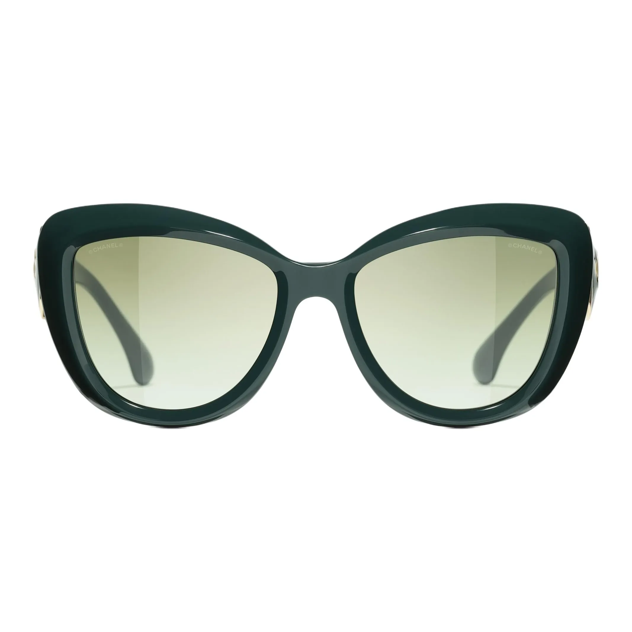 CHANEL Acetate Cat Eye Sunglasses Men's Green
