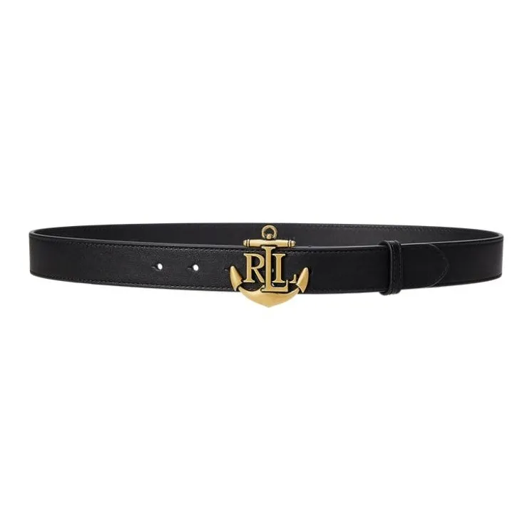 Polo Ralph Lauren Cow Leather Belts Women's Black Width 2.5cm