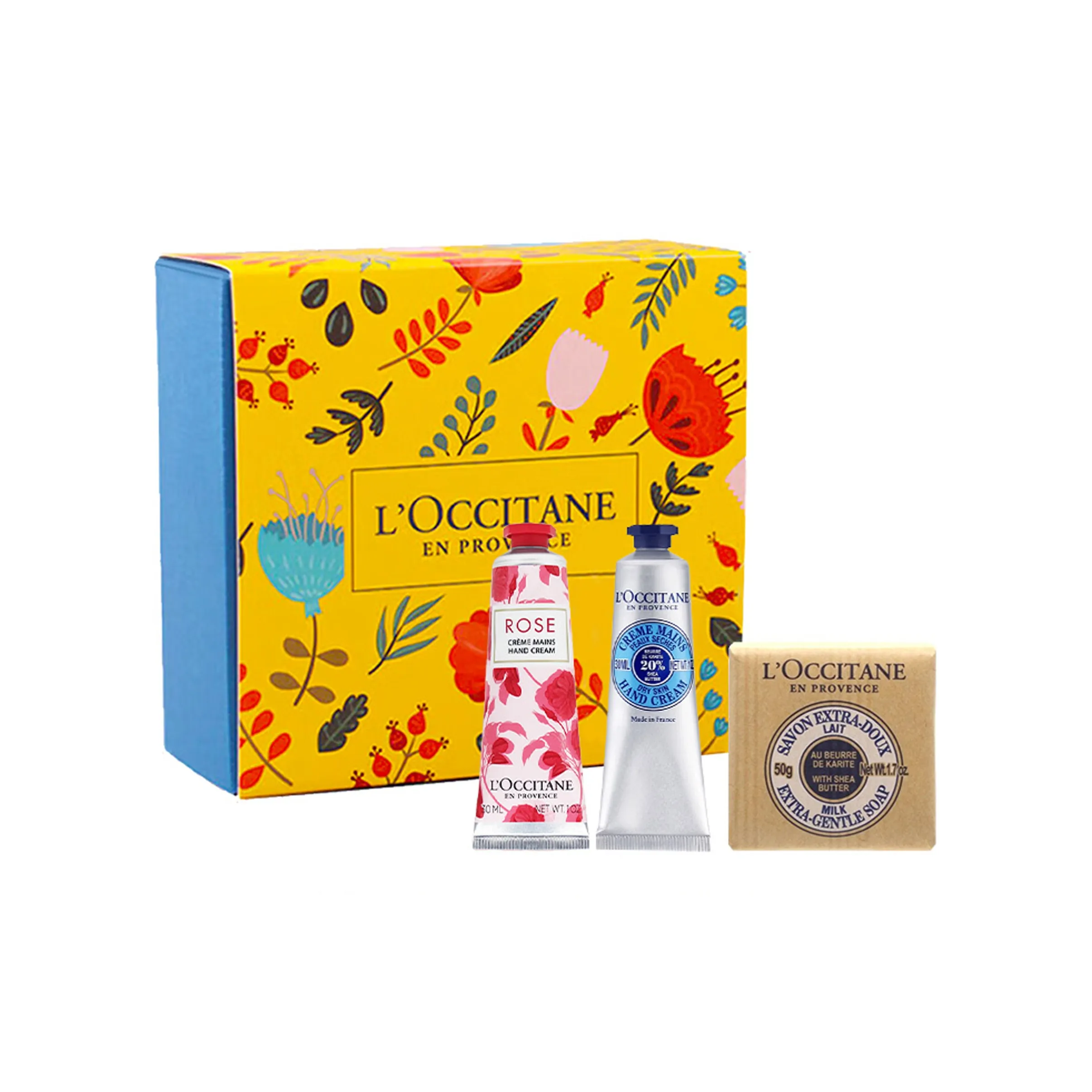 L'OCCITANE Крем для рук с ши розовый вербена мыло коробка наборы для ухода питательный увлажняющий трехкомпонентный набор