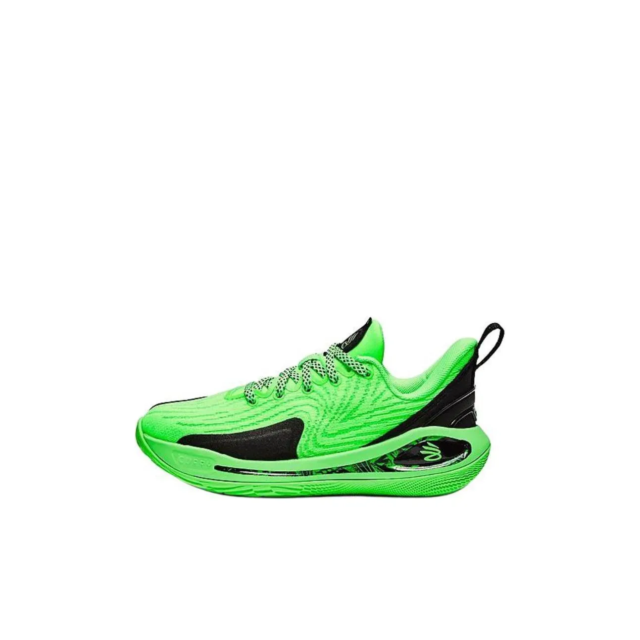 Under Armour Curry Flow 12 противоскользящие устойчивые к истиранию низкий топ баскетбольные кроссовки зеленый черный детский