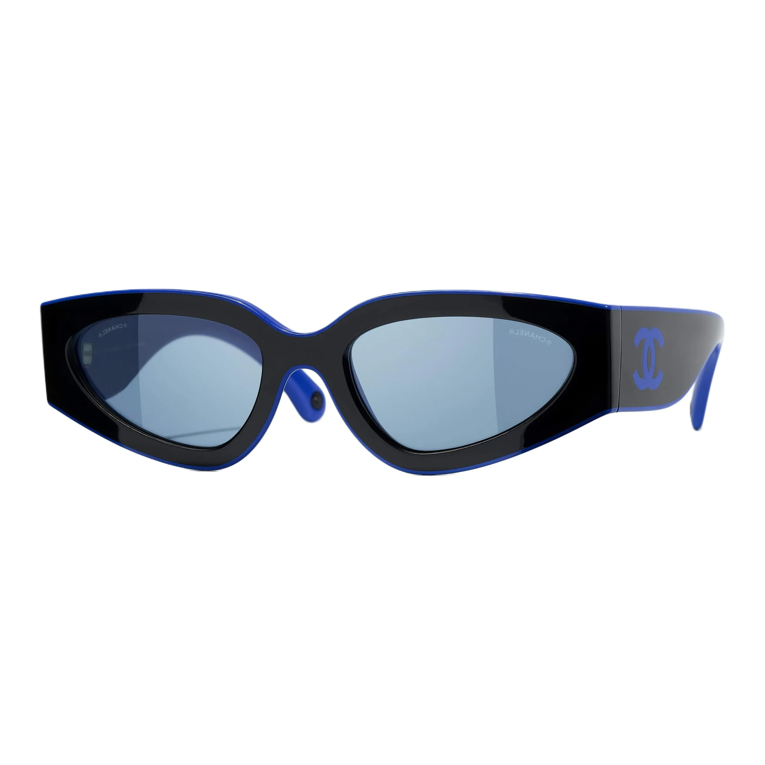 CHANEL Acetate Butterfly Sunglasses Women's Black/Blue