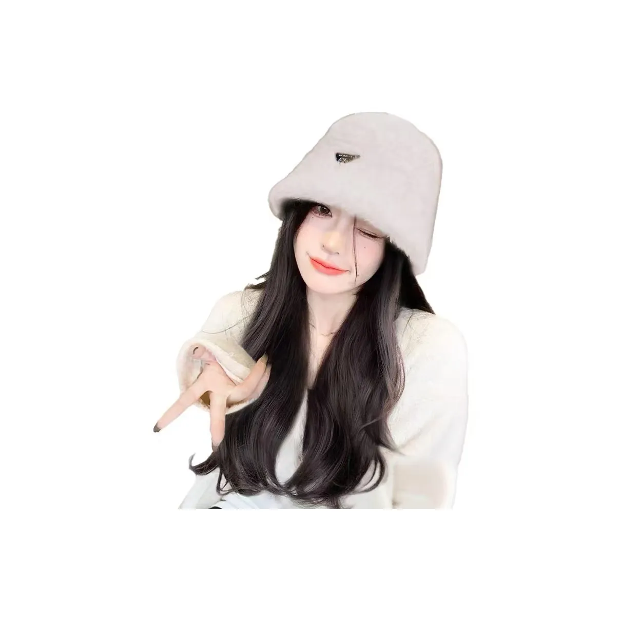 JUZIYE Шляпы и шапки с интегрированной париком Длинные кудрявые волосы Ведро