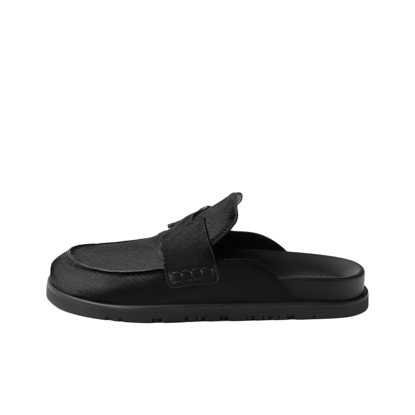 HERMES Go Rubber Sole Closed Toe Slippers Women's Black