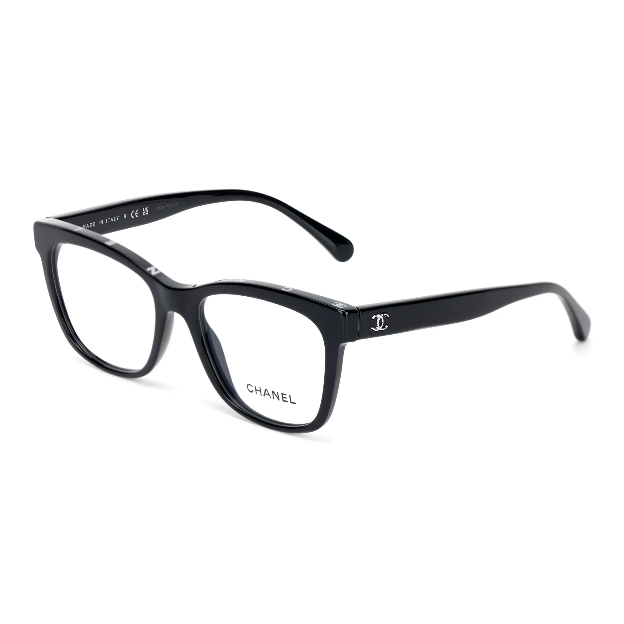 CHANEL Eye Acetate Irregular Shape Eyeglass Frames Men's Black