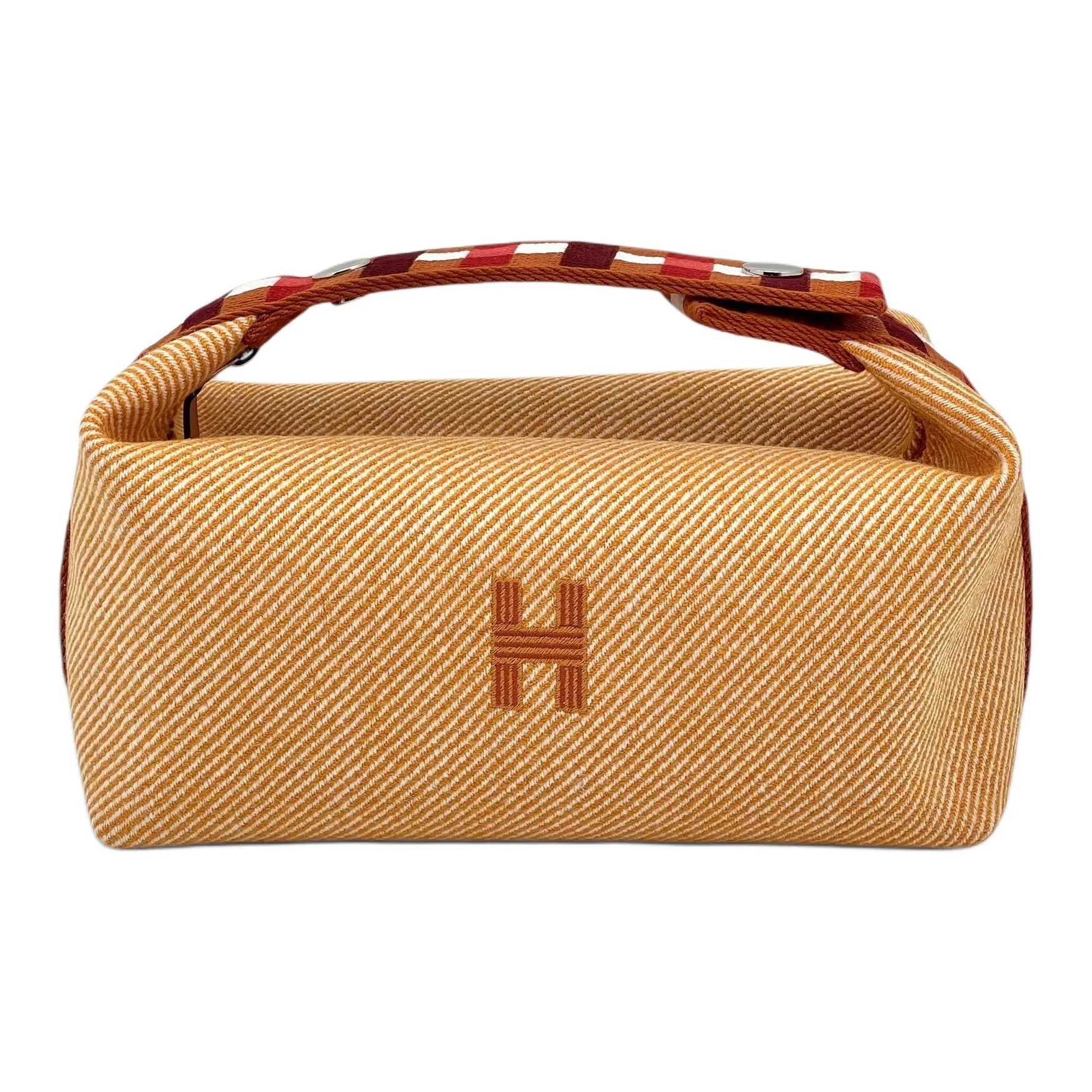 HERMES Canvas Toiletry Bag Regular Unisex Orange