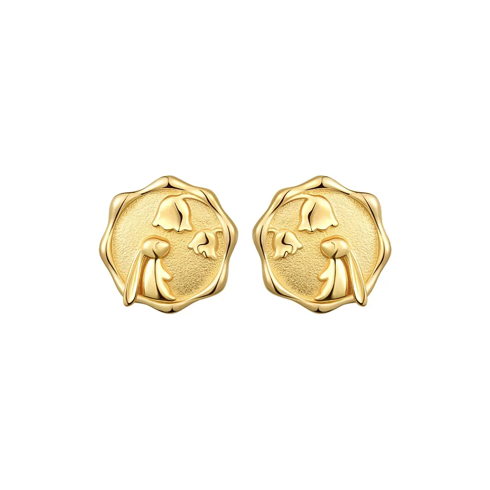 Social Talent Copper Gold Plated 18K 925 Sterling Silver Needle Stud Earrings Women's Gold