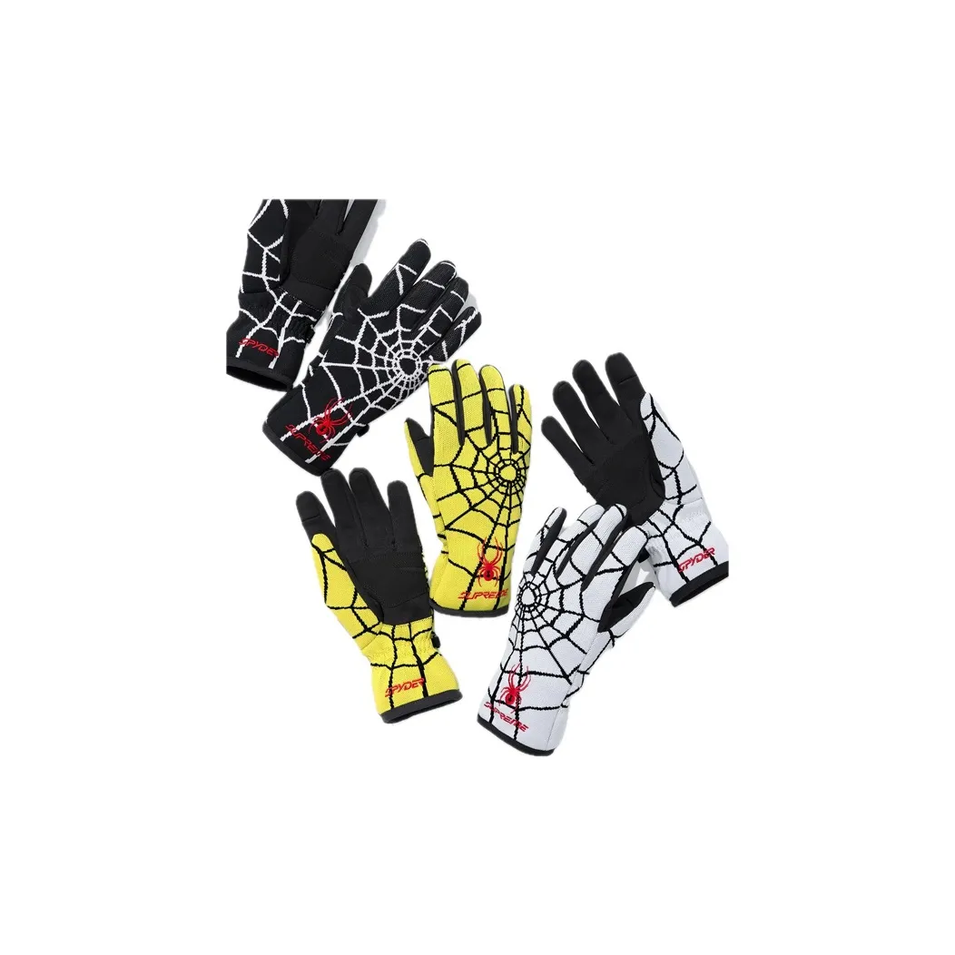 Supreme Полиэстер Трикотаж Перчатки Унисекс Черный Белый Желтый