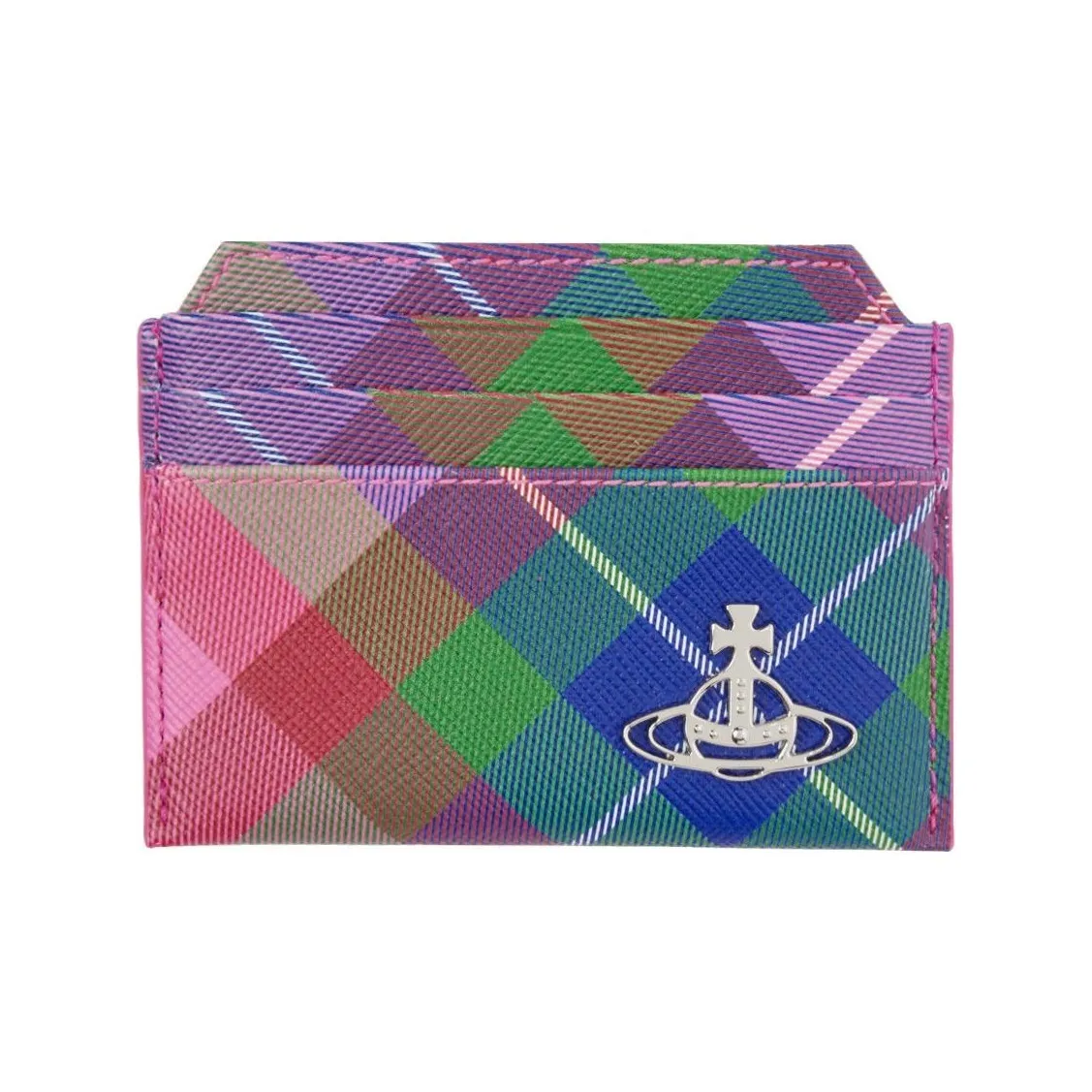 Vivienne Westwood Artificial Leather Card Holder Women's Candy Plaid Nee
