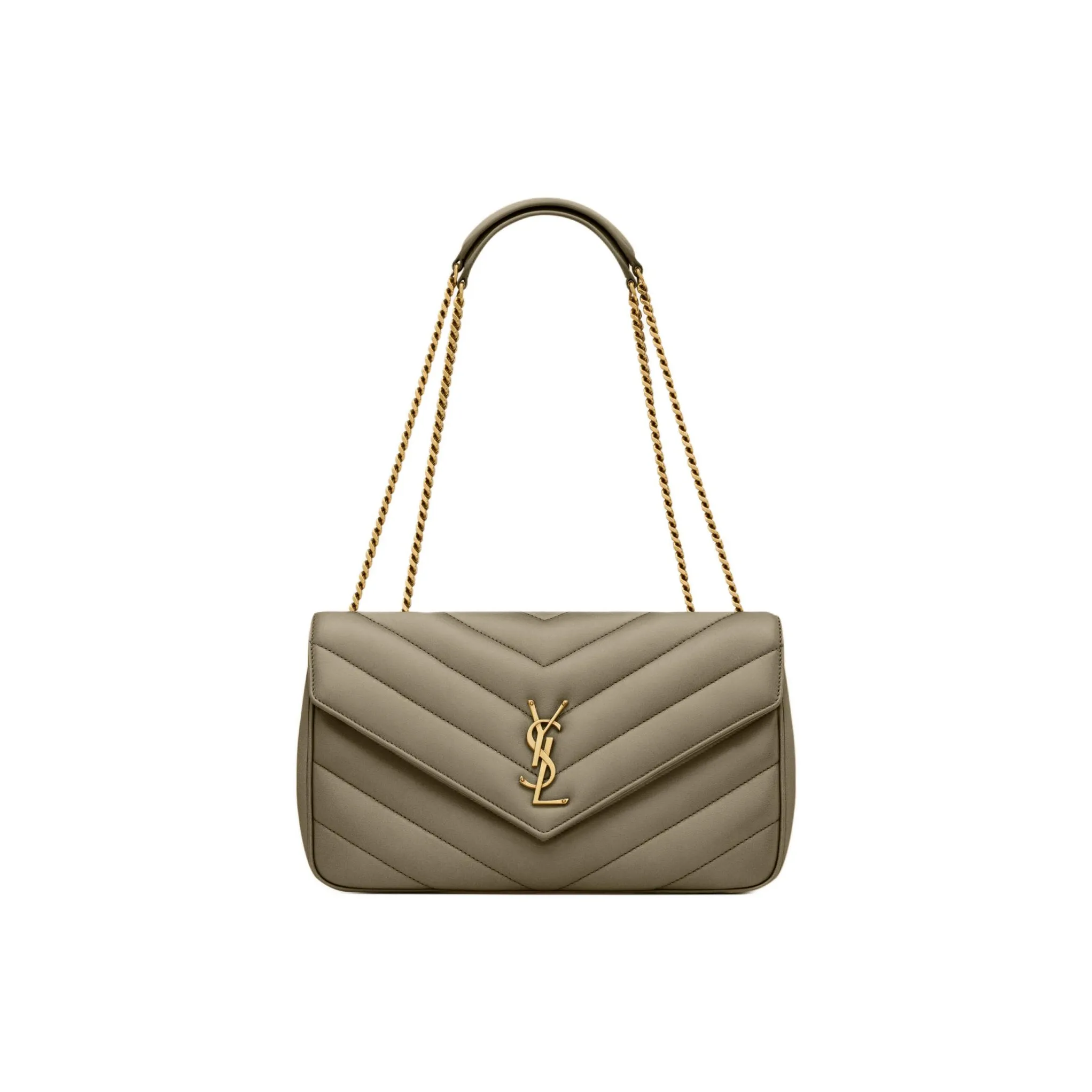 SAINT LAURENT Lambskin Envelope Bag, Crossbody Bag, Shoulder Bag Medium Size Women's Moss Green