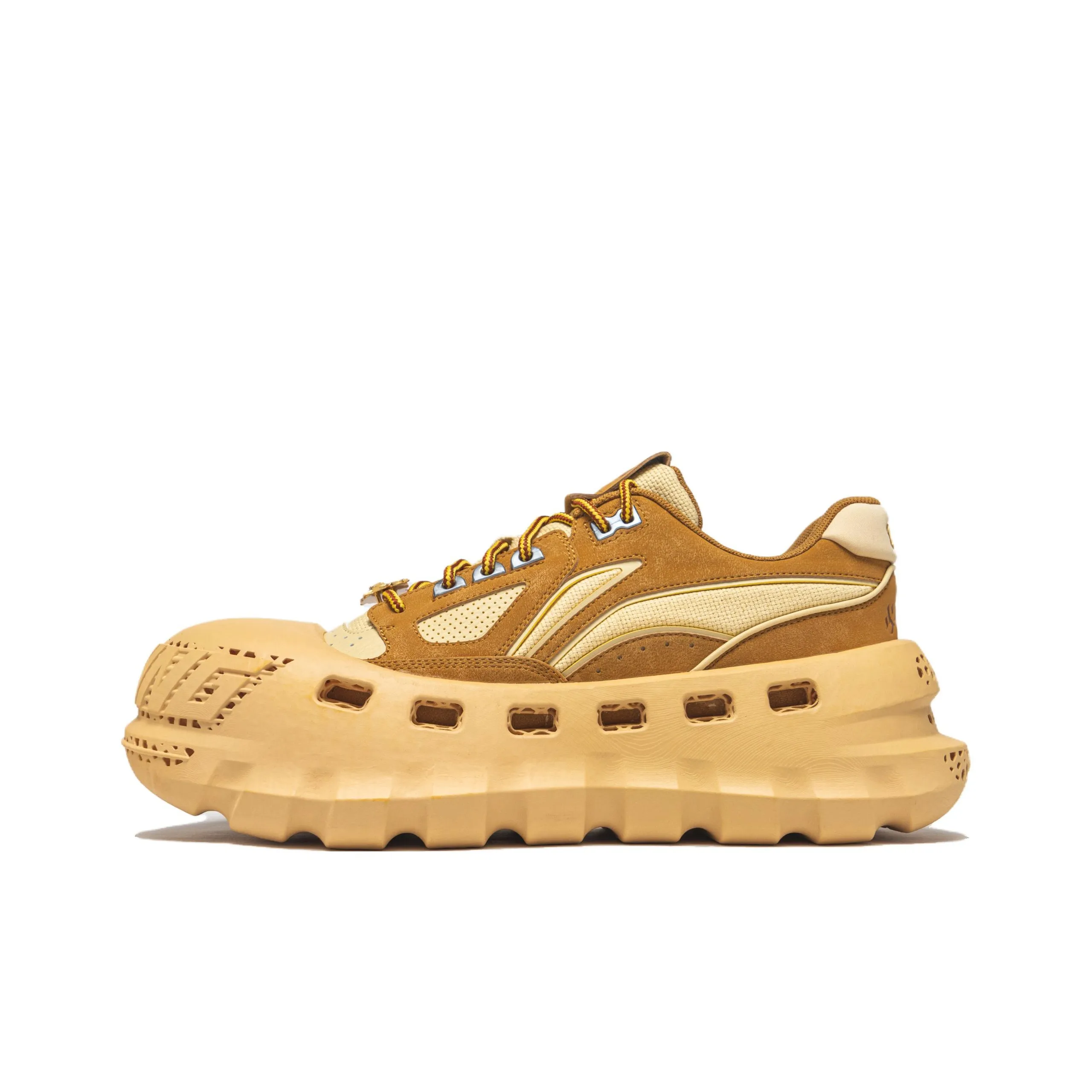 Подкладка Badfive Slip-Resistant Abrasion-Resistant Breathable Low-Top Casual Shoes Unisex Yellow Brown