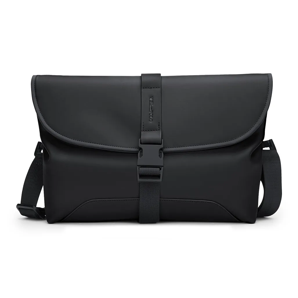 WilliamPOLO PU Shoulder Bag Crossbody Bag Fits 10.9 Inch IPad Air Regular Men's Black