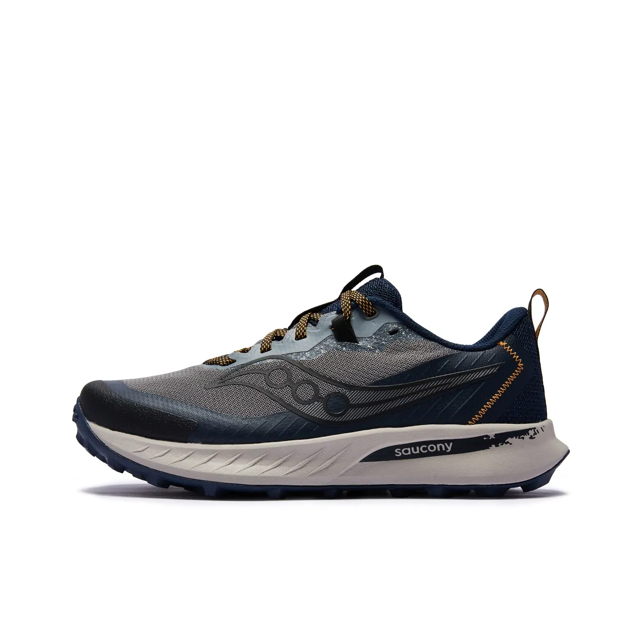 Saucony Peregrine Falcon 15 Противоскользящие Устойчивые к износу Дышащие Низкие Беговые кроссовки Мужские Темно-серый Синий