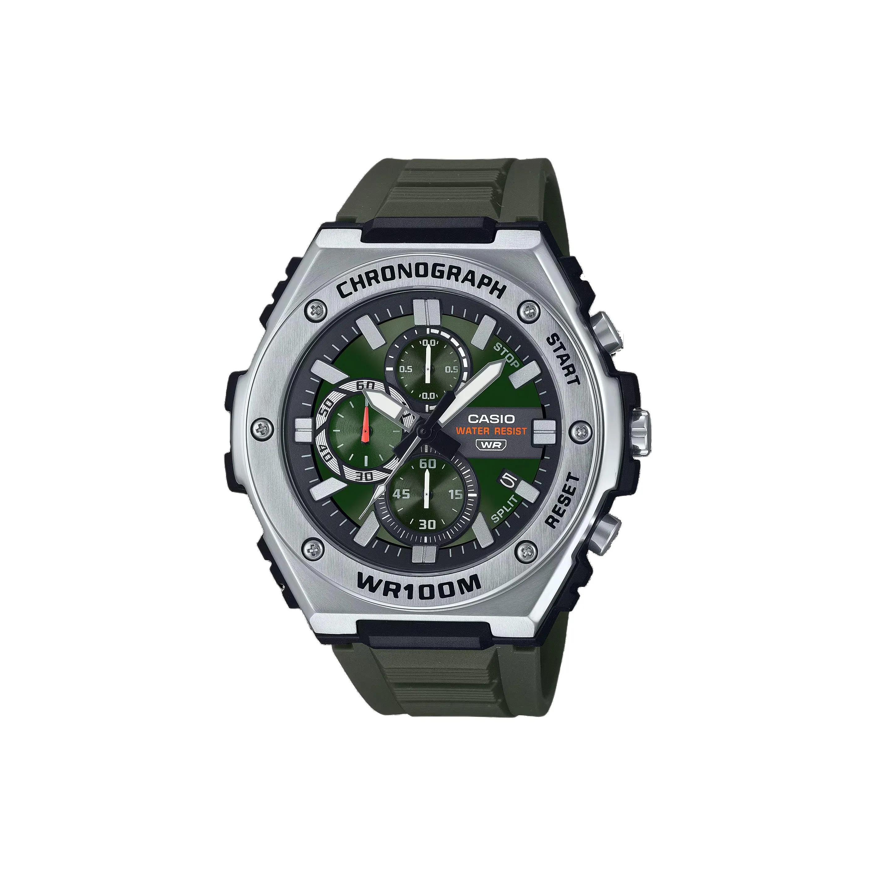 CASIO Standard Series Кварцевый механизм Смольный ремешок Часы Мужские Зеленый циферблат