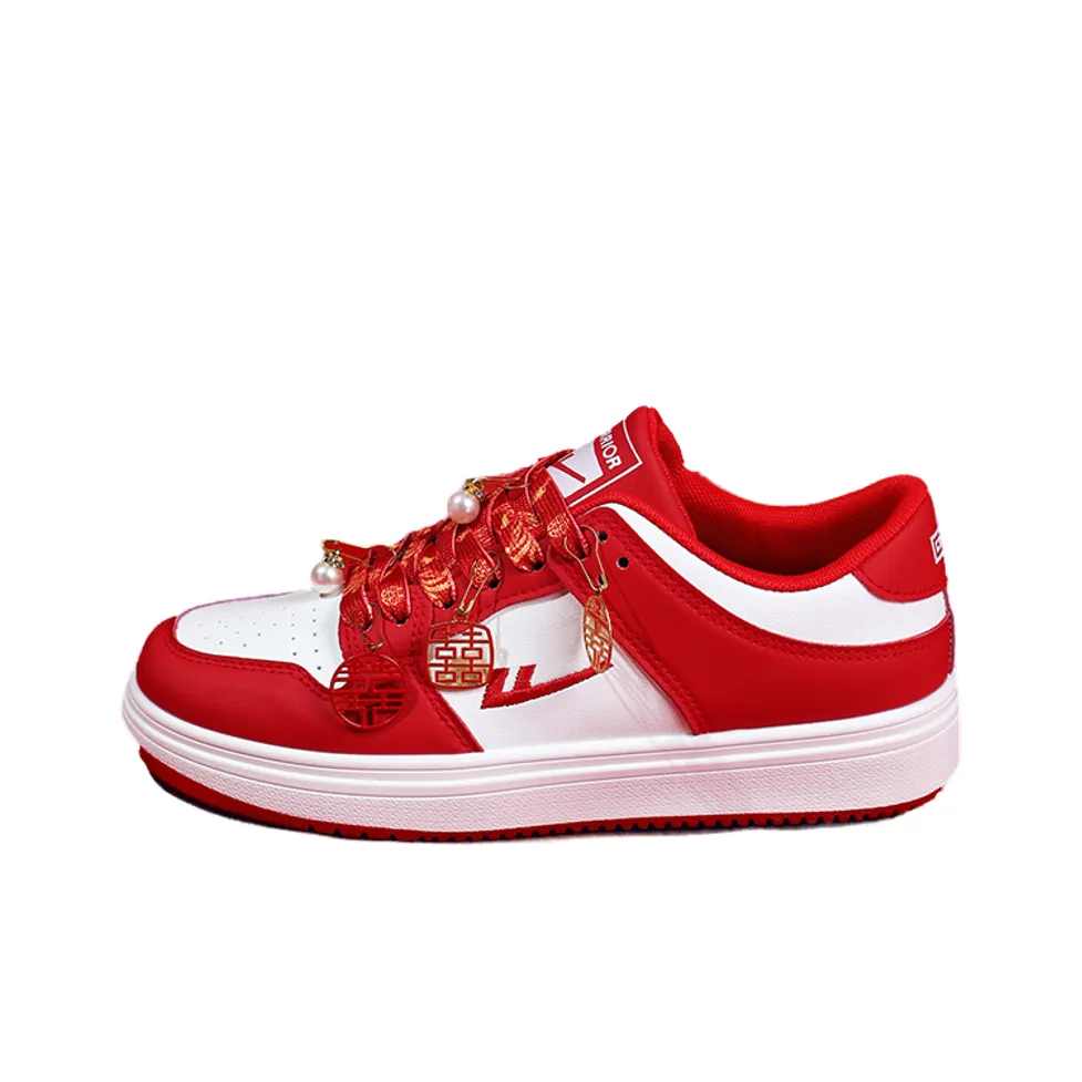 Warrior Slip-resistant Abrasion-resistant Lightweight Low-Top Skateboarding Shoes Unisex White Red Warrior Противоскользящие Устойчивые к износу Легкие Низкие Кроссовки для скейтбординга Унисекс Белый Красный