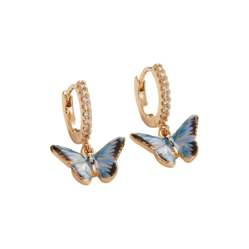 Fable Эмаль 18K золото покрытие Цинковый сплав с CUBIC циркон Серьги Женские Золото