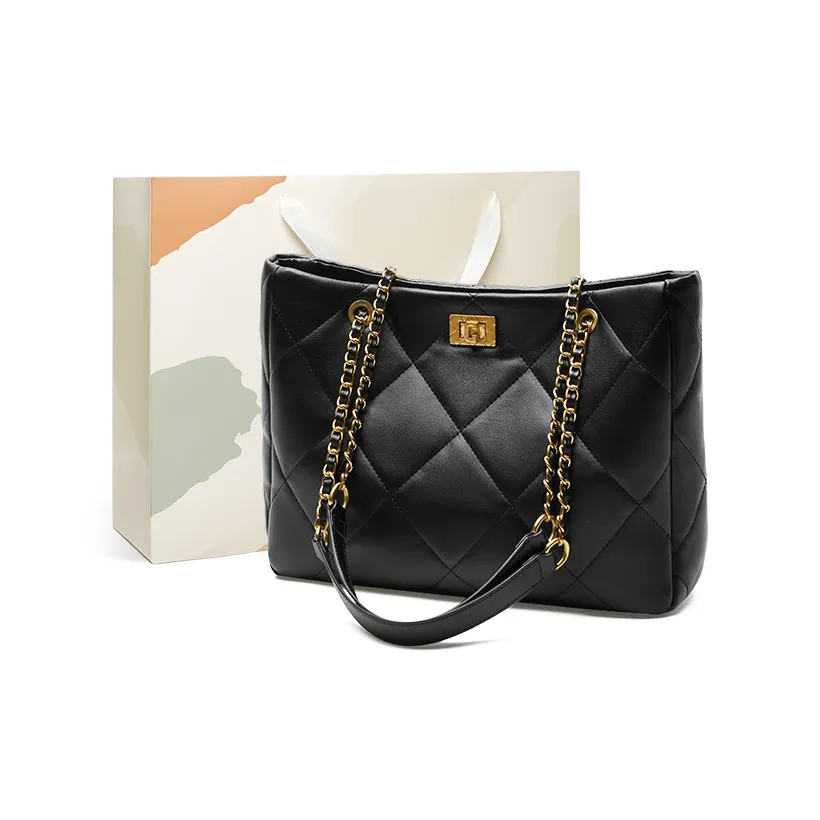 15 MINS Коровья кожа с синтетической кожей Тоут Сумка Сумка для покупок Сумка через плечо Стандартная Женская Полночный черный