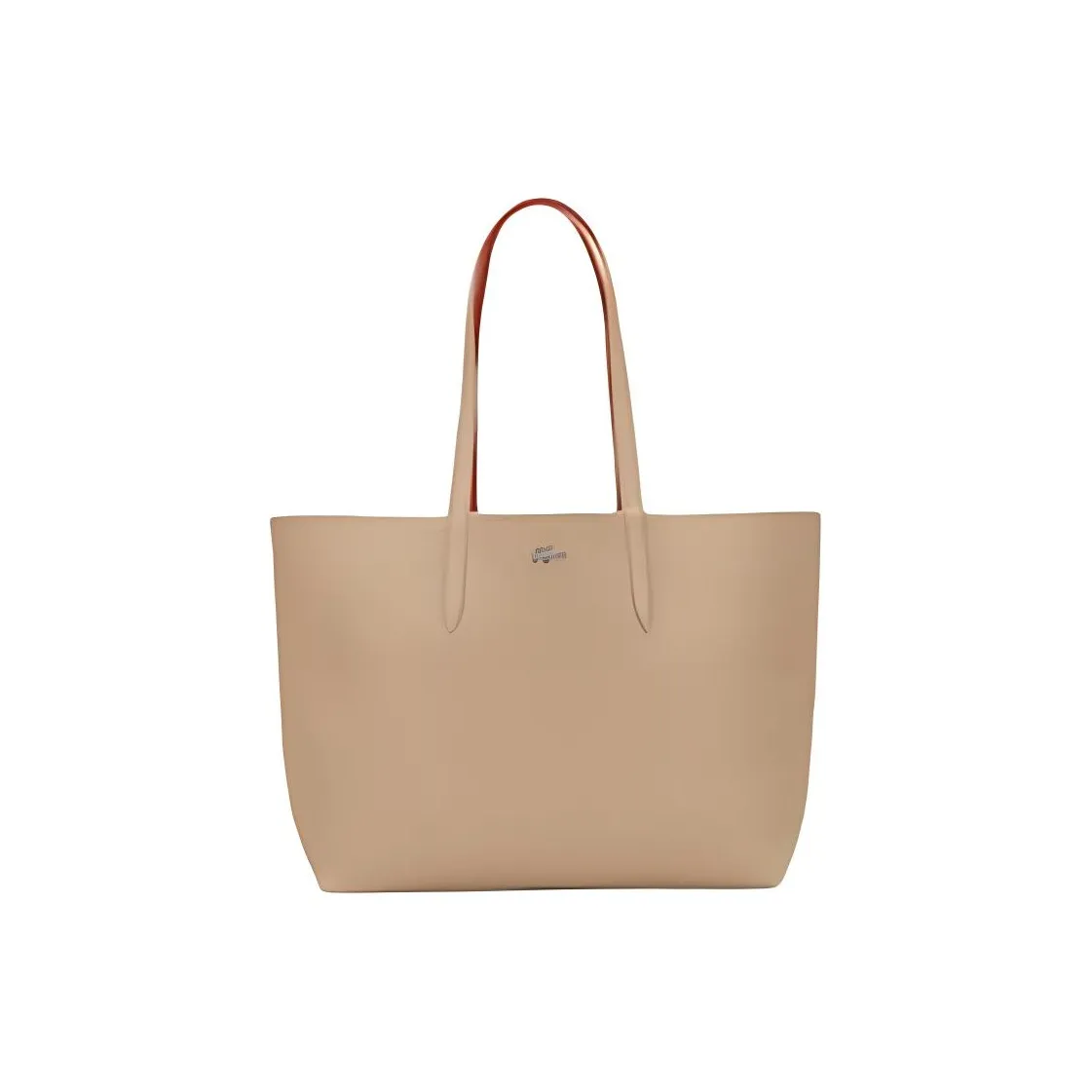 LACOSTE PVC Tote Bag Shopping Bag Handbag Large Size Women's Khaki And Orange