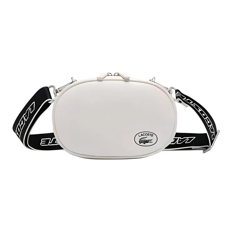 Сумка через плечо из коровьей кожи среднего размера женская белая с логотипом LACOSTE