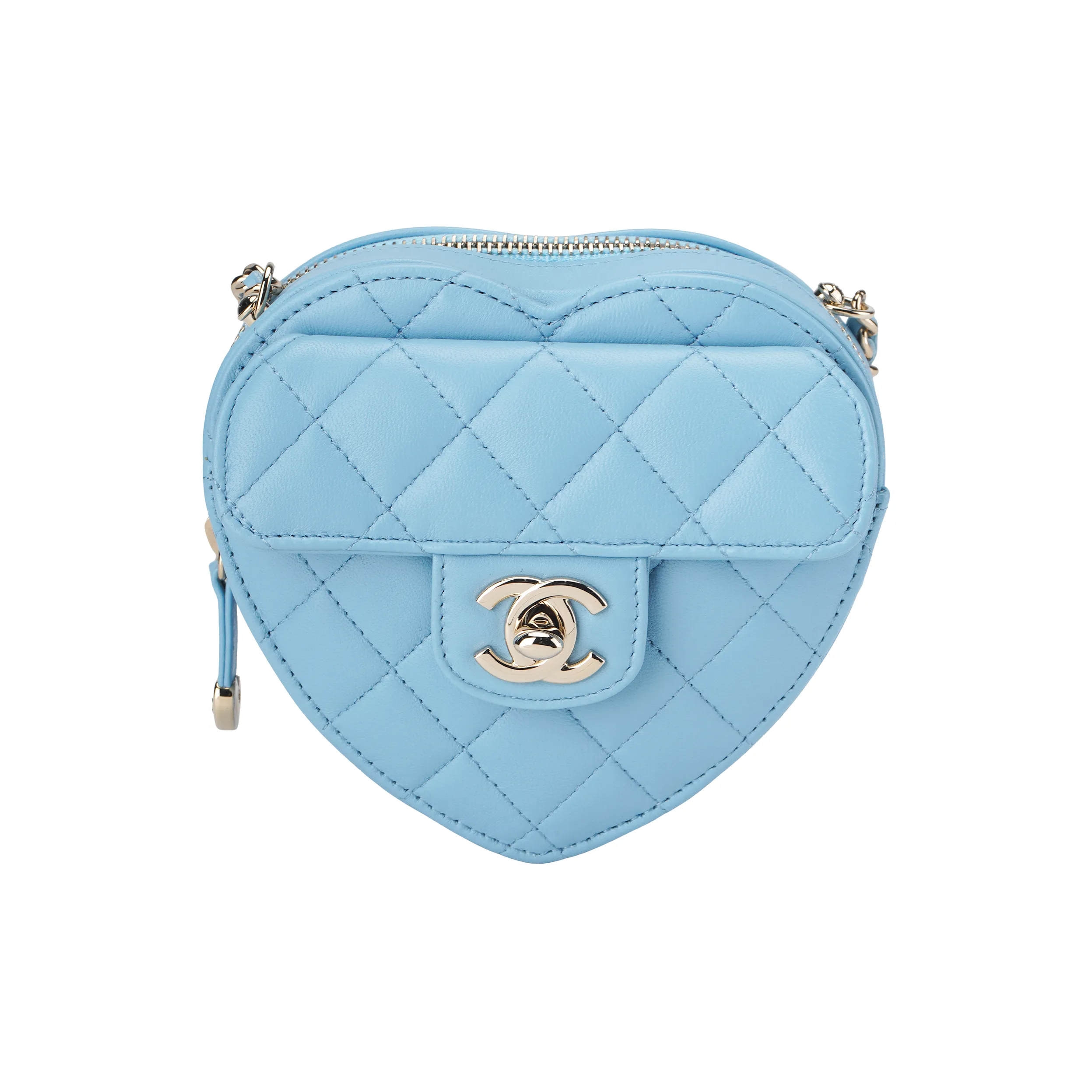 CHANEL Sheepskin Crossbody Bags Trumpets Women's Sky Blue