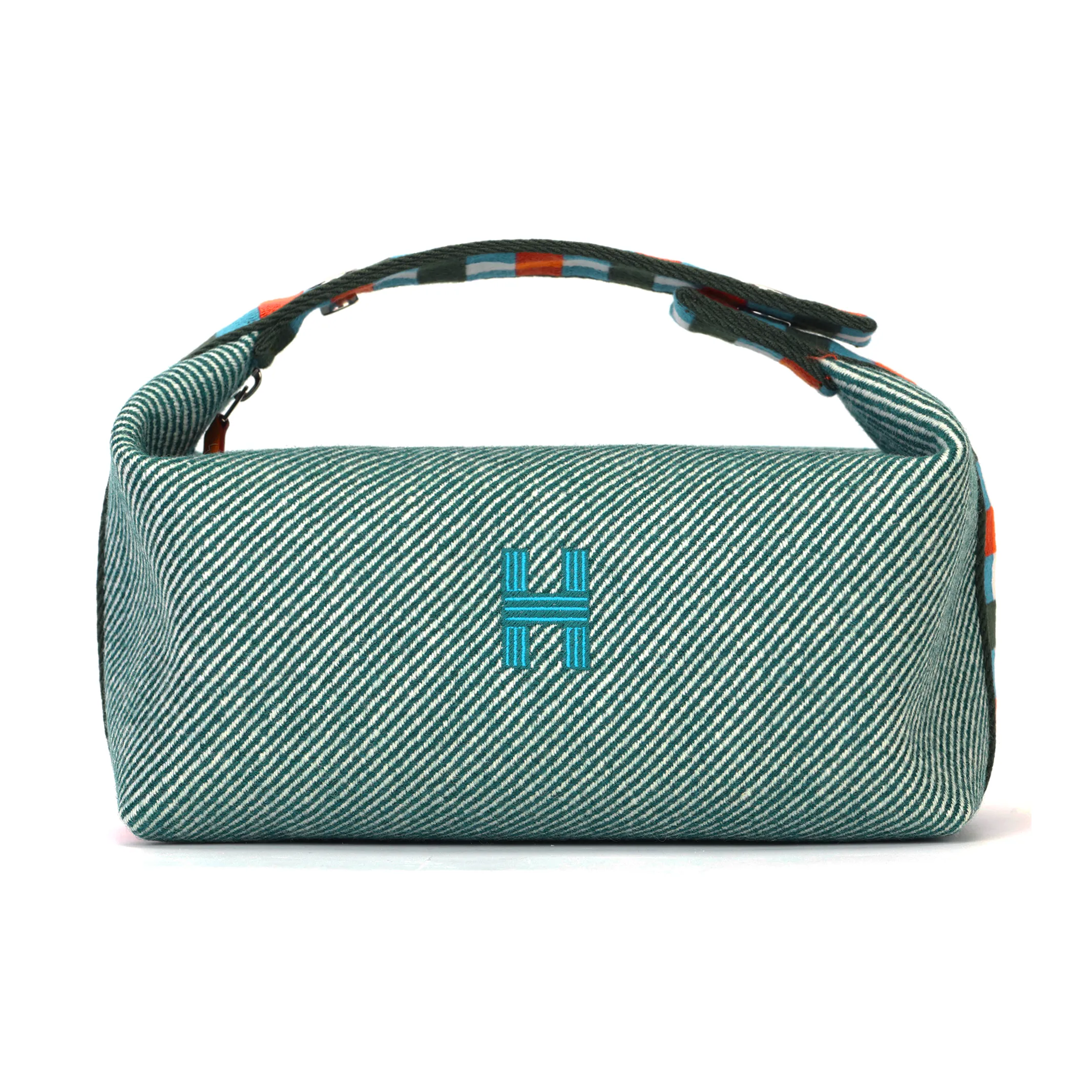 HERMES Bride a Brac Canvas Bag Toiletry Bag Trumpets Women's Dark Green
