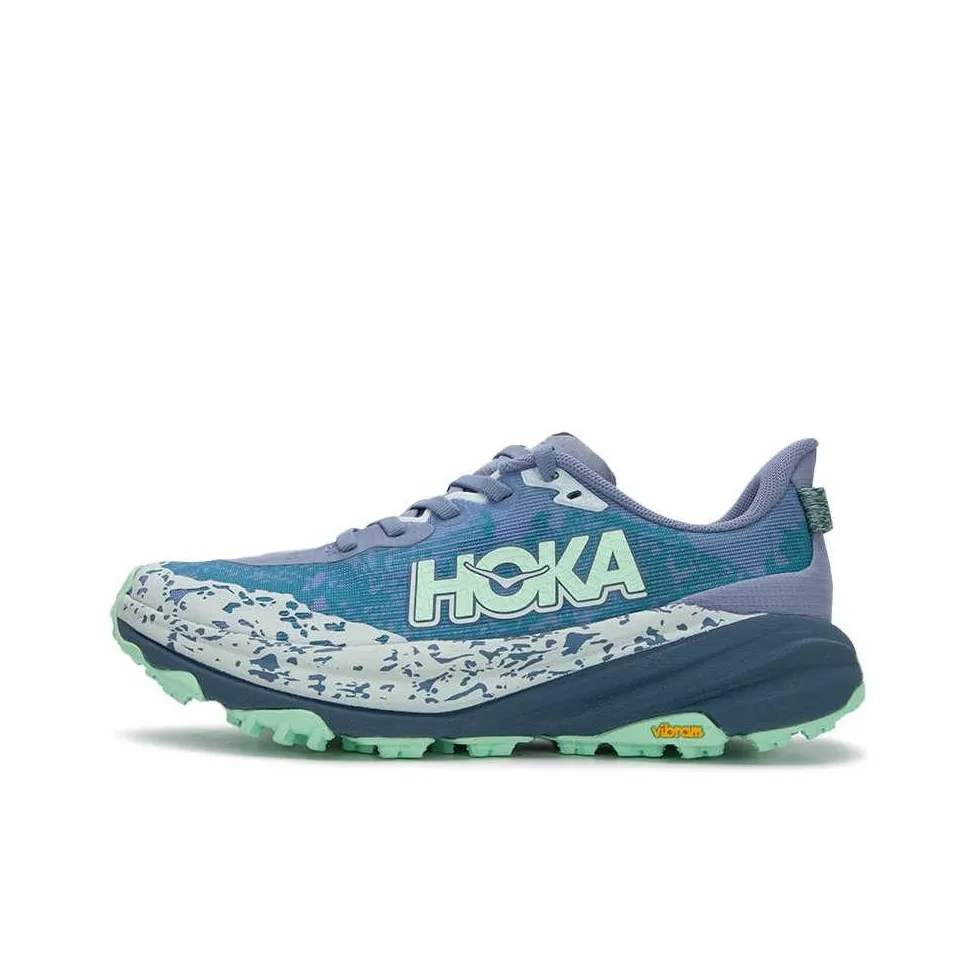 HOKA ONE ONE SPEEDGOAT 6 Противоскользящий Устойчивый к истиранию Низкий Топ Повседневные Беговые кроссовки Женские Синий Зеленый