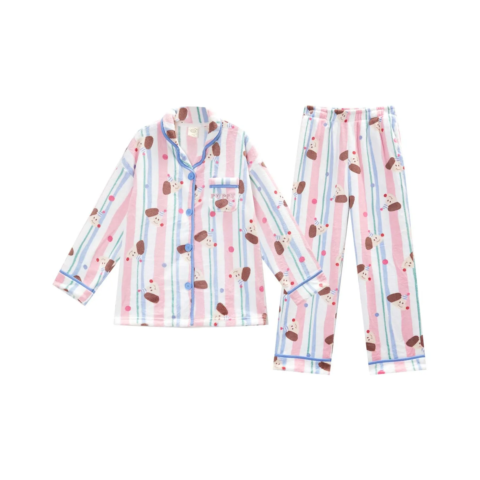 GUKOO Пижамный комплект женский лен синий