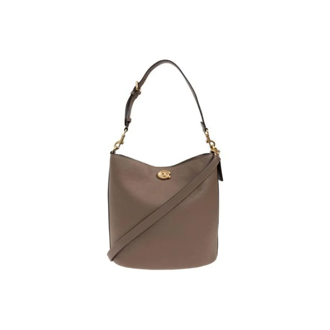COACH Willow Зернистая текстура кожа кожа ведрообразная сумка портативная сумка через плечо большая женская коричневый