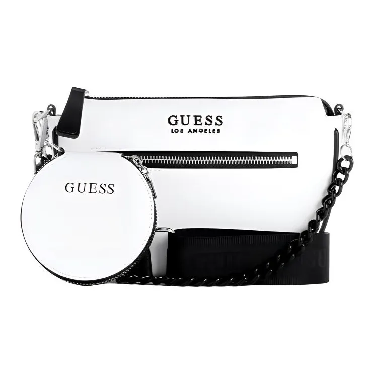 GUESS Artificial Leather Crossbody Bag Shoulder Bag Medium Size Women's White