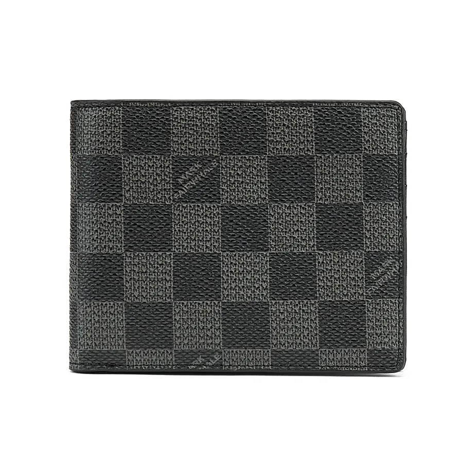 FAIRWHALE Synthetic Leather Wallet Men's Black Shades Plaid