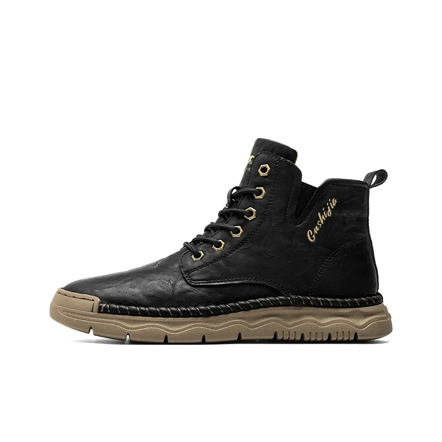 G.N.SHIJIA Black Gold Ox Collection Короткий Мартин Boot Мужской Черный