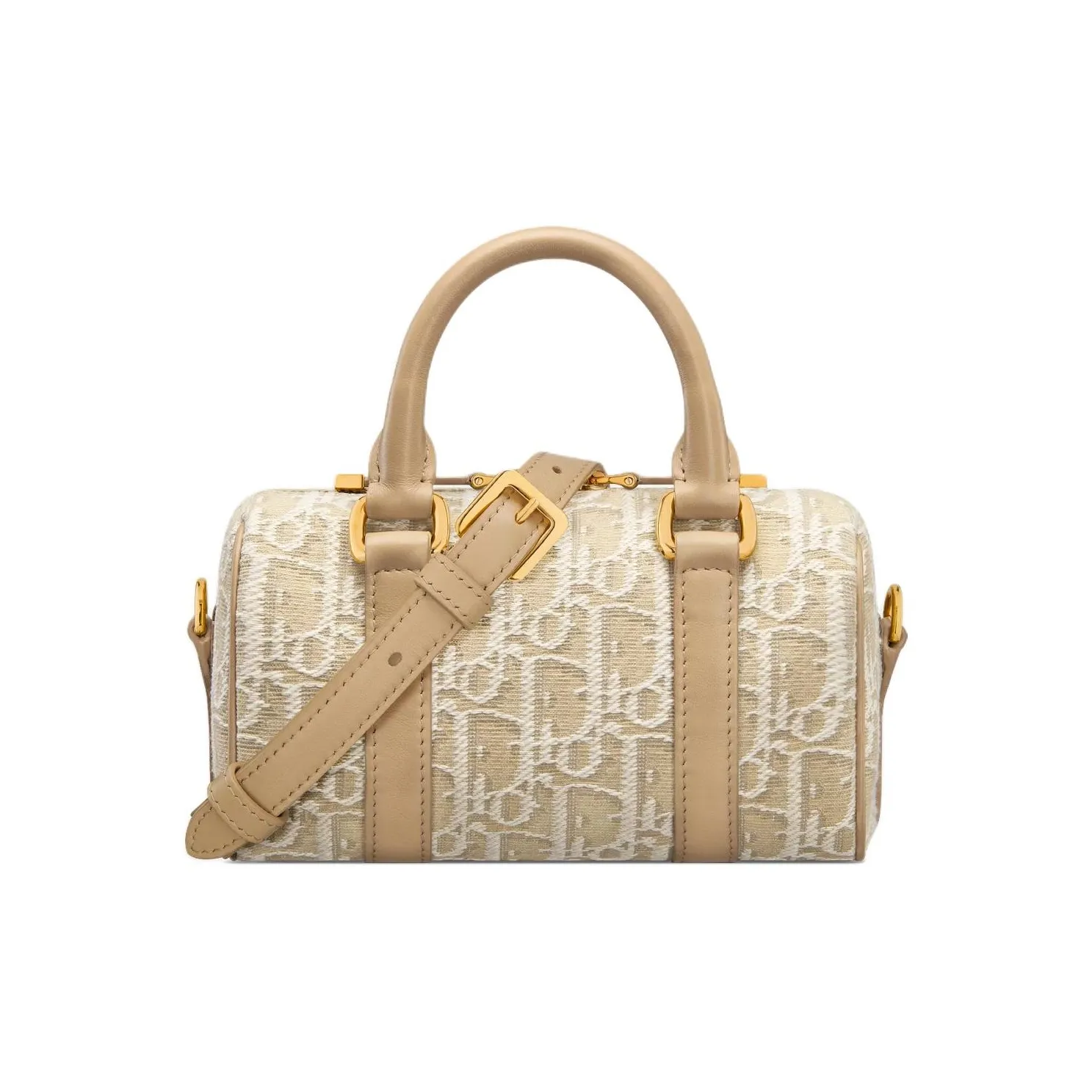 DIOR Groove Cotton With Cow Leather Patchwork Shoulder Bag Crossbody Bag Handbag Micro Women's Natural