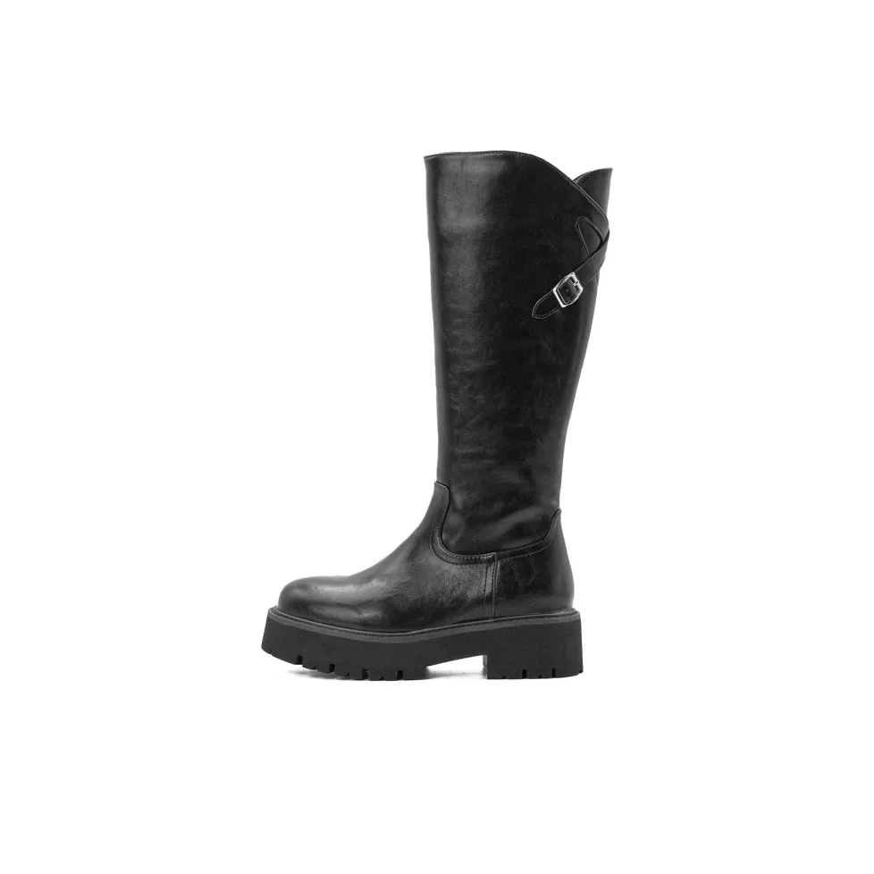 Little Sue Niche Design British Style Shiny Petite Commute Slim Shoes Trendy Versatile Fashion Knee High Boots Women's