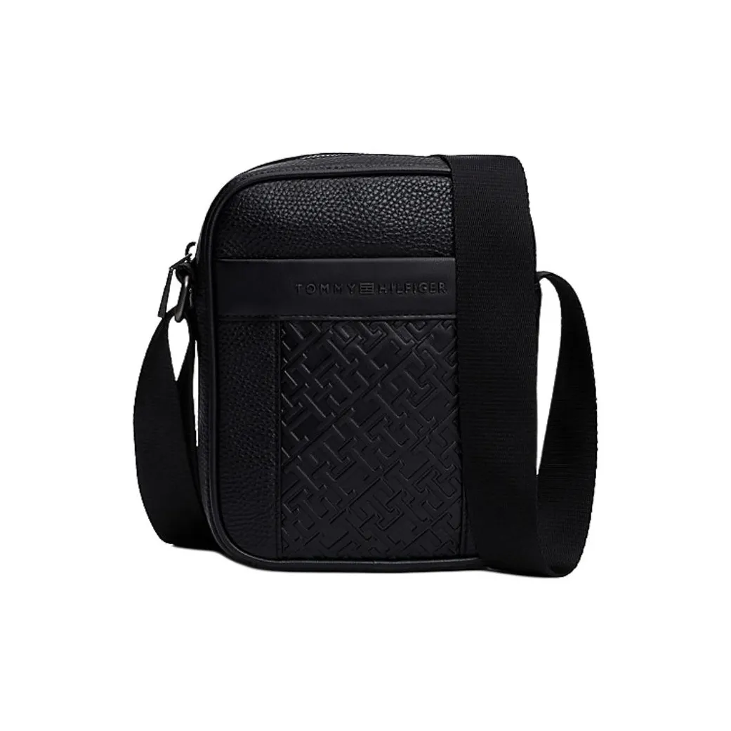 Tommy Hilfiger TH Monogram Polyurethane Shoulder Bag, Crossbody Bag Regular Men's Black