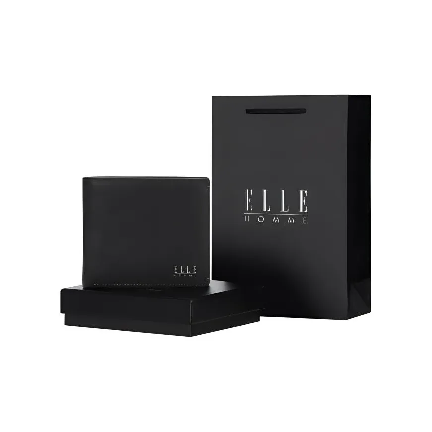 ELLE HOMME Деловой костюм из натуральной коровьей кожи кошелек маленький мужской черный