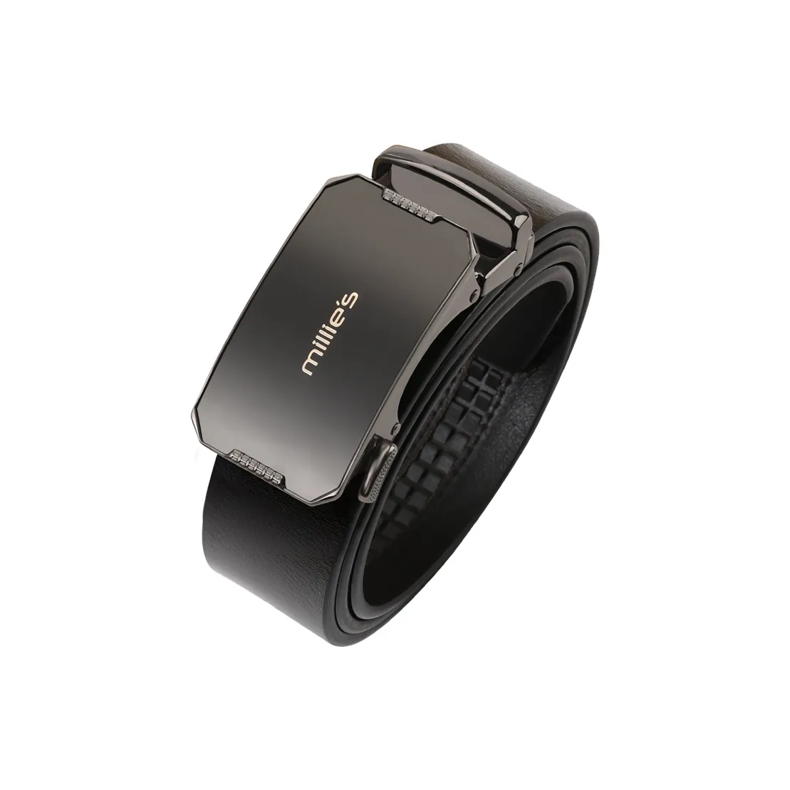 MILLIE'S Split Cow Leather Cow Split Leather Belts Men's Black Width 3.5cm