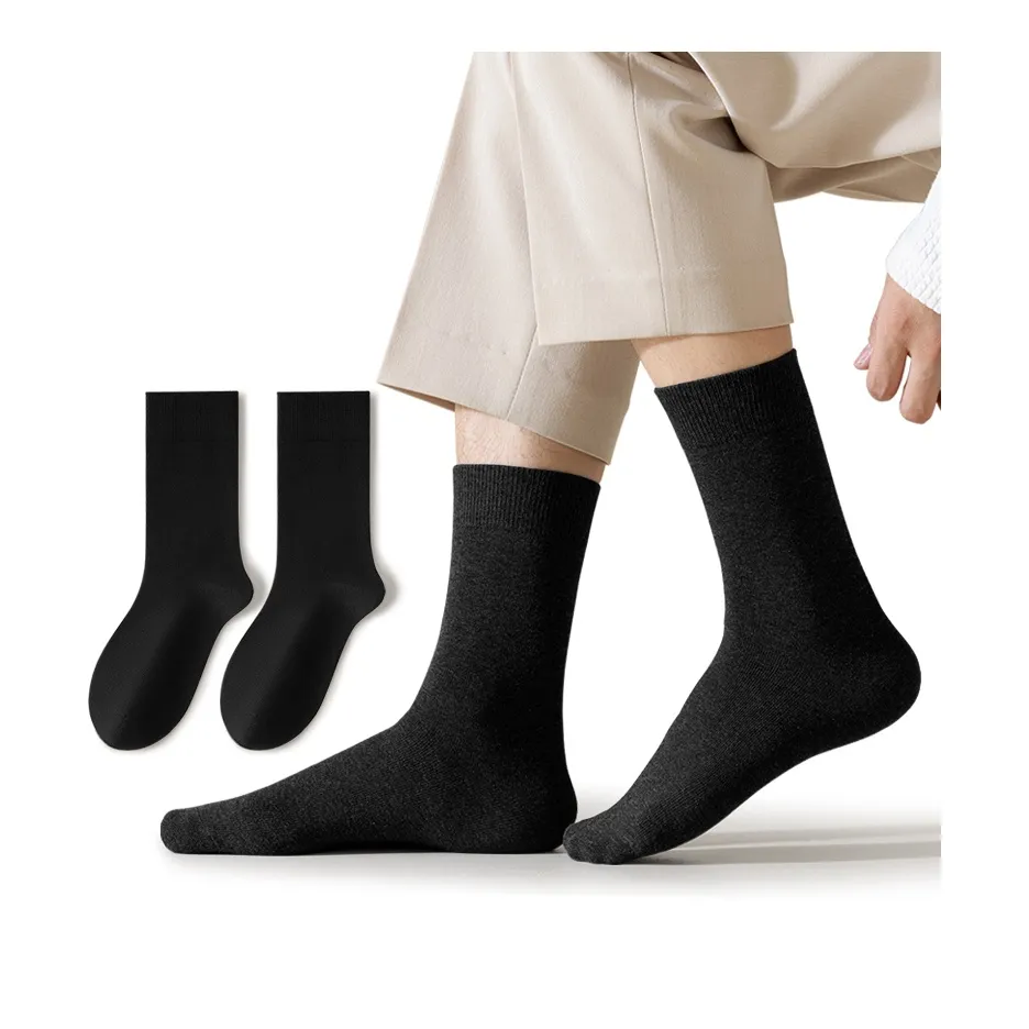 SHIWAJI Mid Calf Socks Unisex 6 Pack Solid Color