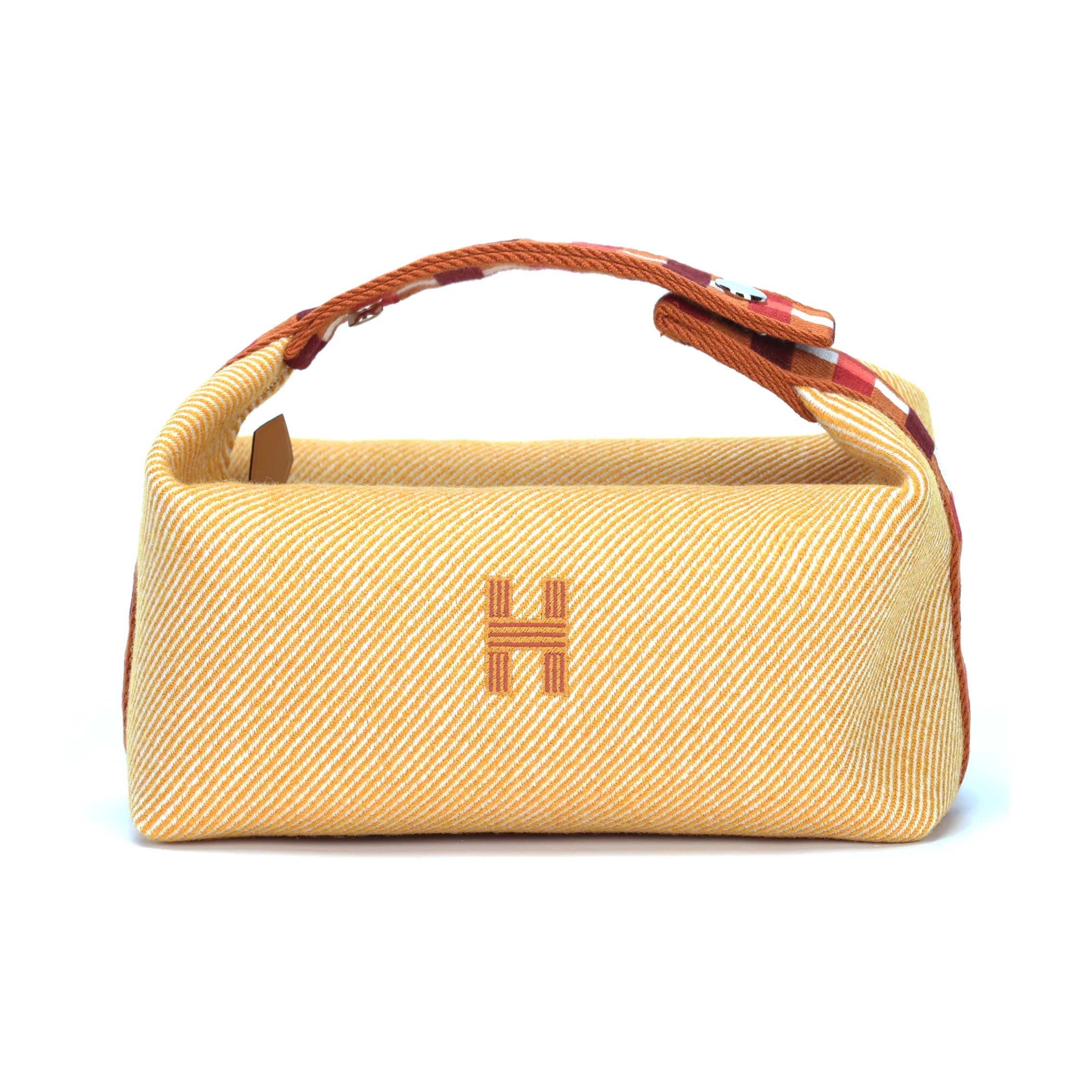 HERMES Bride a Brac Wool Storage Bags Cut Toiletry Bags Cut Small Size Unisex Light Yellow Umber