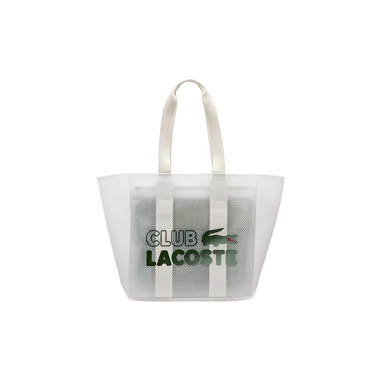 LACOSTE Polyurethane Tote Bag Shopping Bag Handbag Regular Unisex Transparent