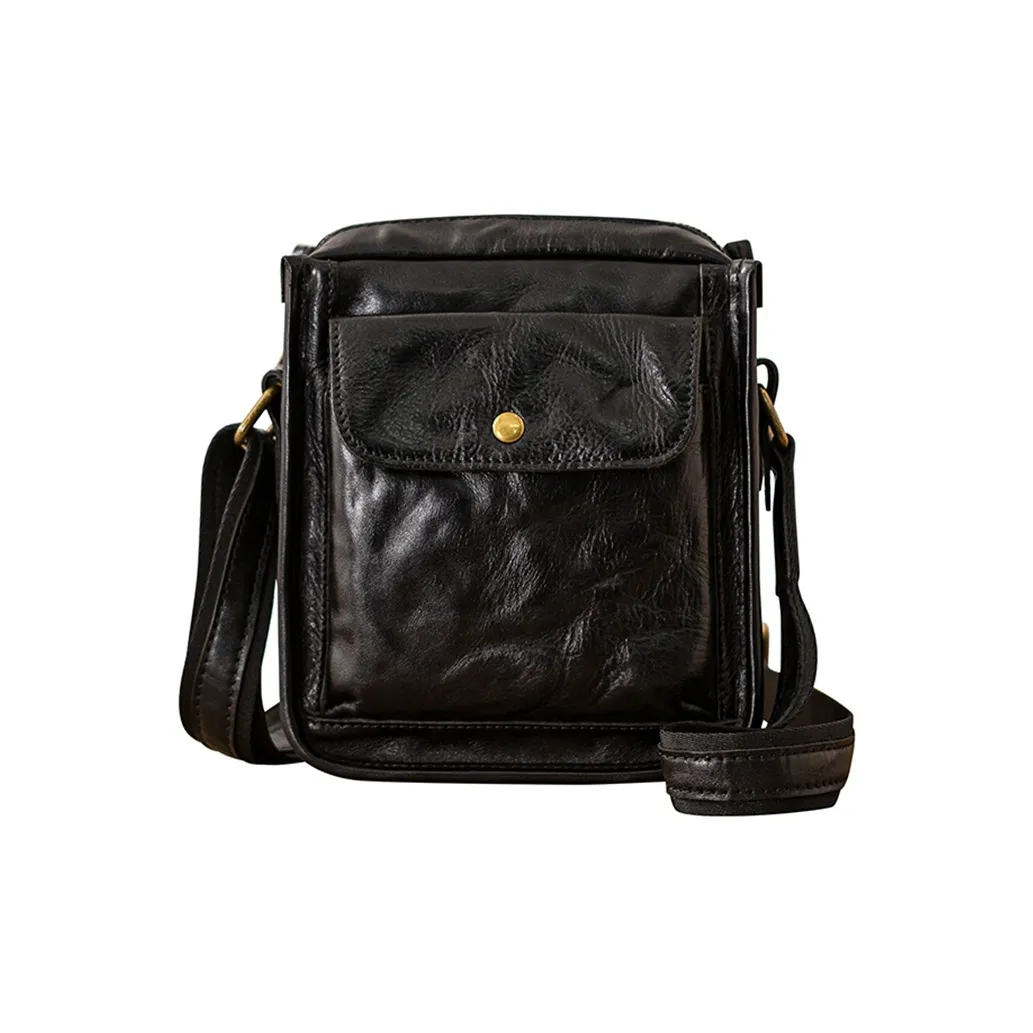 Back Step Сумка через плечо из коровьей кожи среднего размера мужская черная кофейная