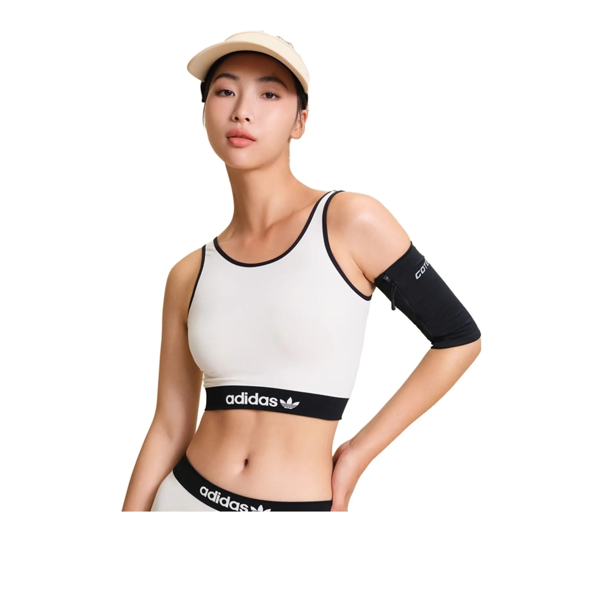 Adidas Бюстгальтер Женский Светлый Бежевый Белый
