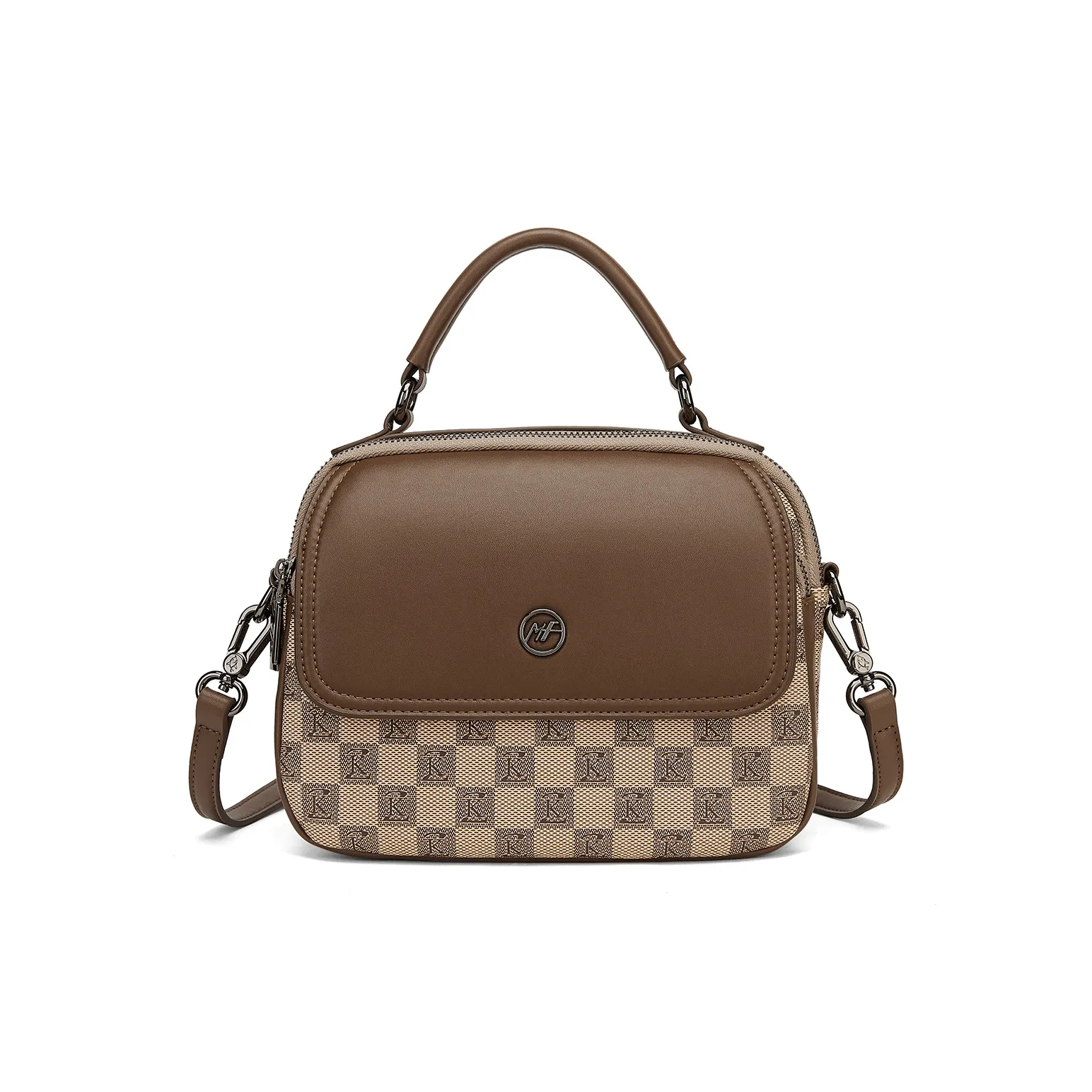 FAIRWHALE Synthetic Leather Crossbody Bag One Shoulder Handbag Medium Size Women's Brown