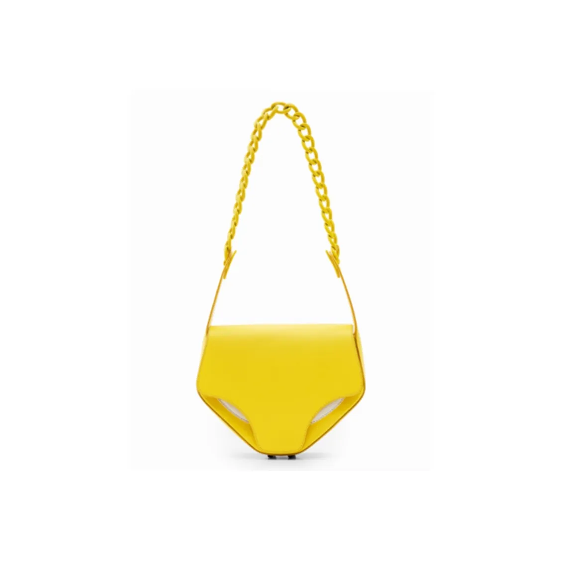 Desigual Maitrepierre Collaboration Cow Leather Crossbody Bag, Shoulder Bag Medium Size Women's True Yellow