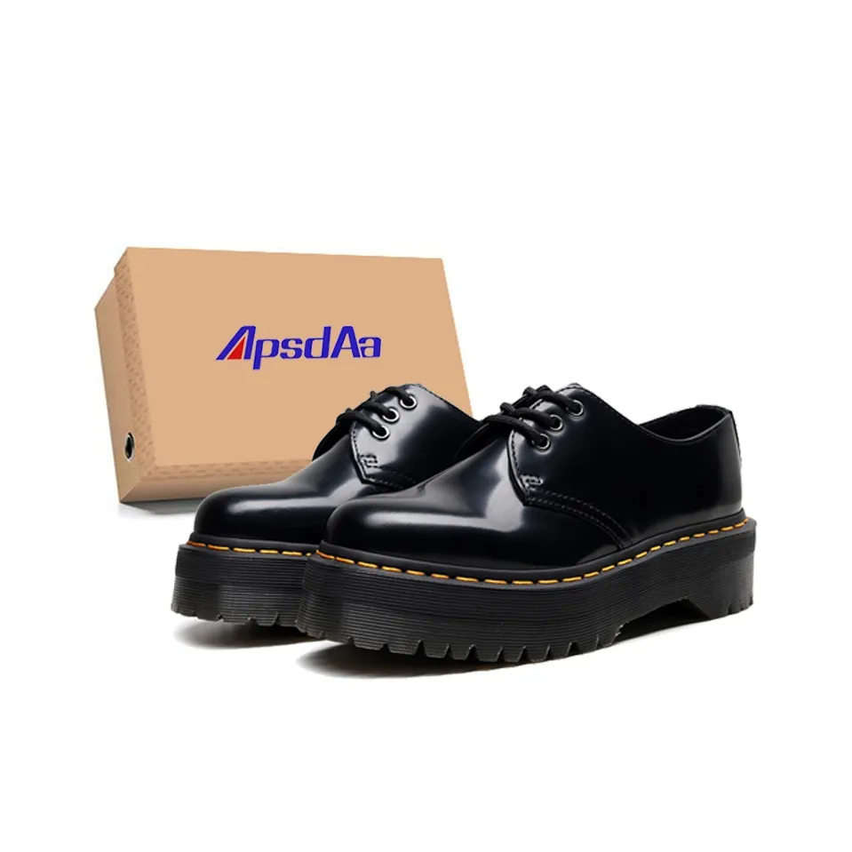 ApsdAa x SITULANG 3 Hole Платформа Открыто Edge Бисерный Кожа Противоскользящий Низкий Топ Кэжуал Унисекс Черный