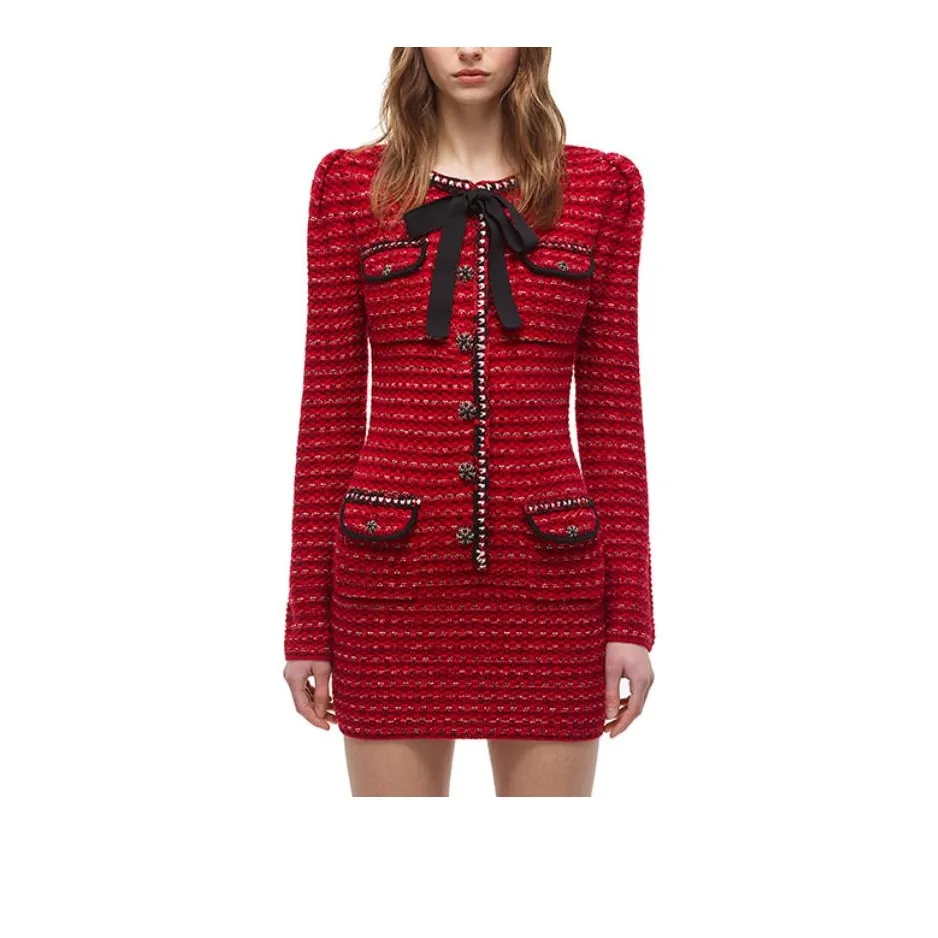 Self-portrait Long-Sleeved Dresses Women's Red