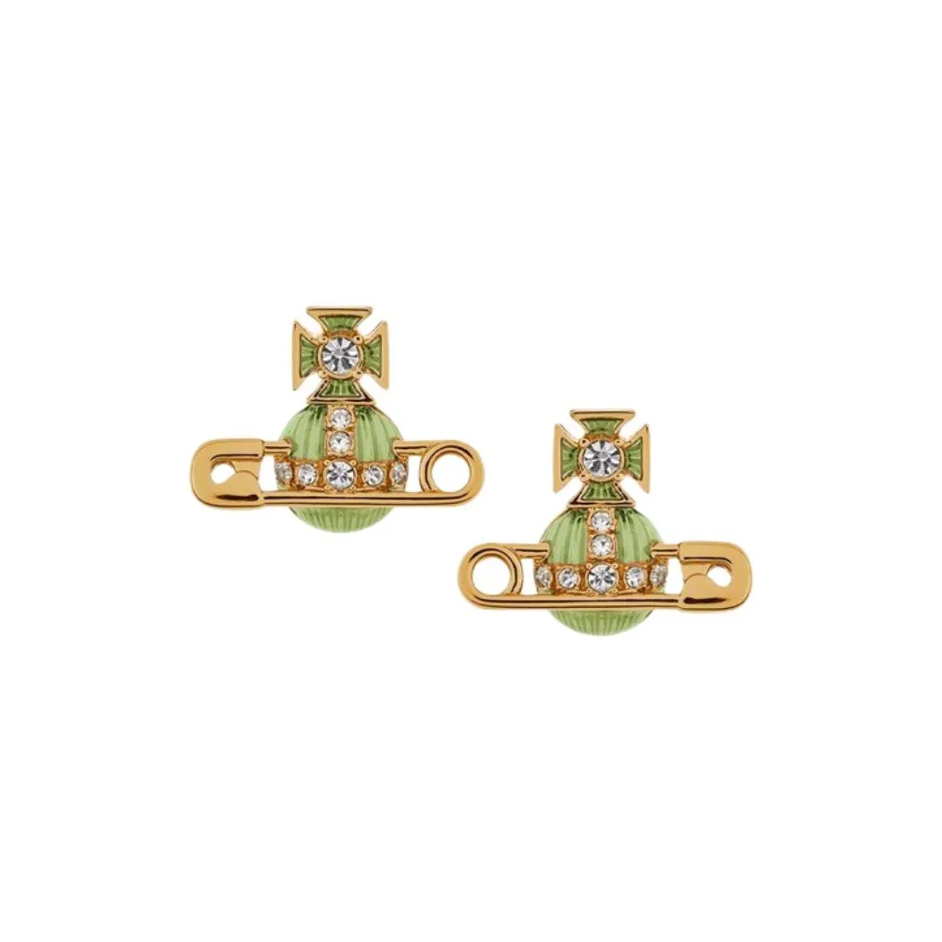 Vivienne Westwood Brass, Crystal Earrings Women's Green